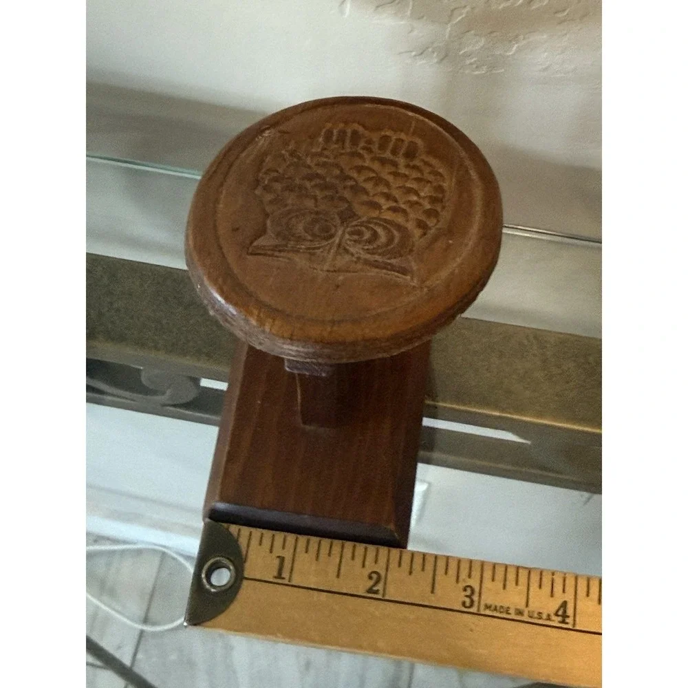 Vintage 1970s Wooden Owl Spring-Clip Desk Memo and Recipe Card Holder